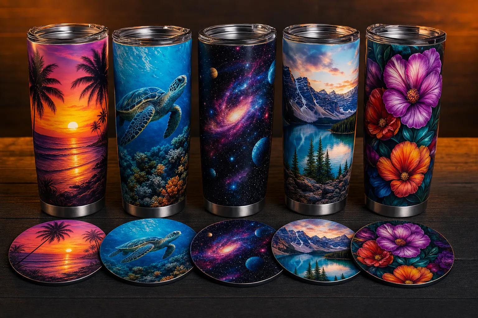 Tumblers & Coasters printed by Integrated Packaging Solutions